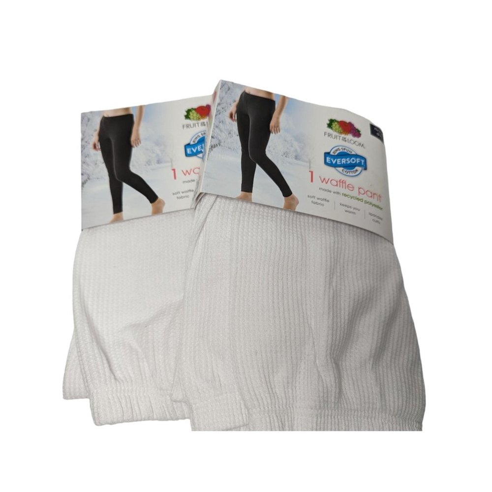 NEW 2 pair Fruit of the Loom Eversoft Ring Spun Cotton XS 0-2 waffle pant WHITE